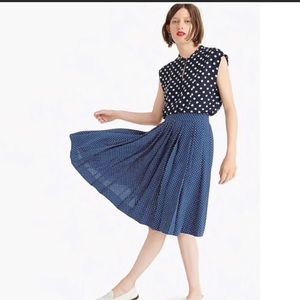Jcrew Double-pleated midi skirt polka dot